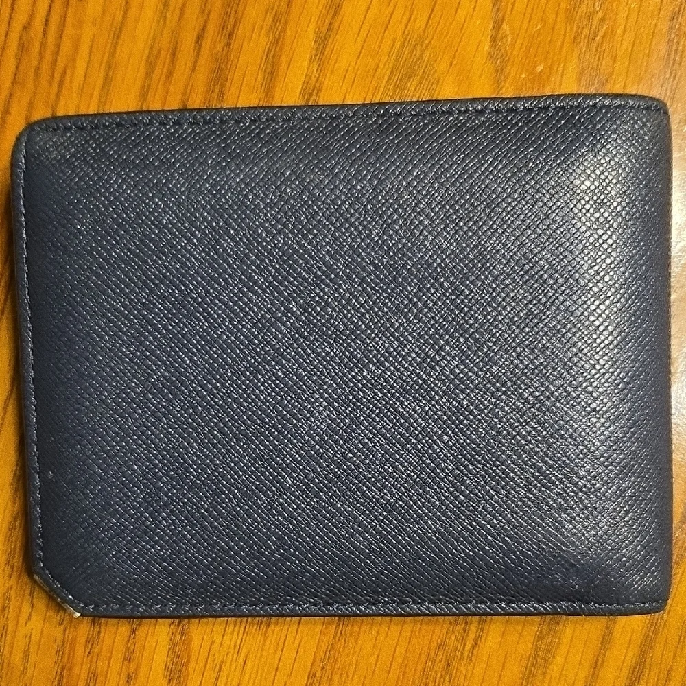 MCM Navy Blue Leather Bifold Mens Wallet